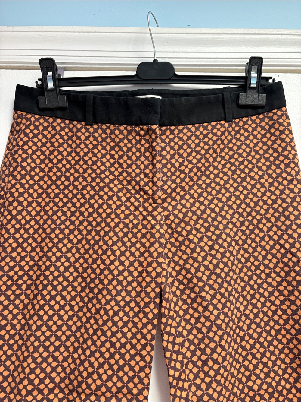 LOFT Zoe Cotton Moroccan Tile Print Burnt Orange & Black Cropped Pants Women’s 6